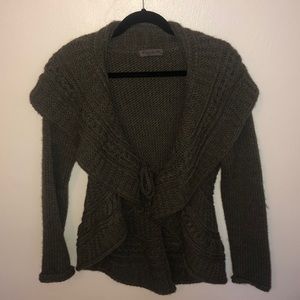 Green knit tie sweater